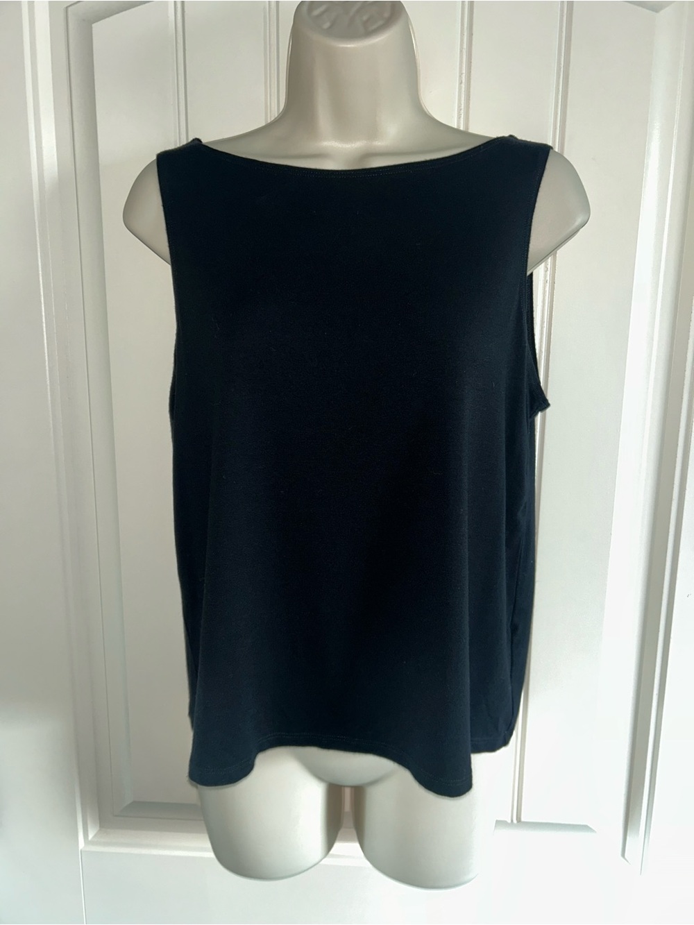 NEW Eileen Fisher Sleeveless Boatneck Tank - Classic Black Sz S